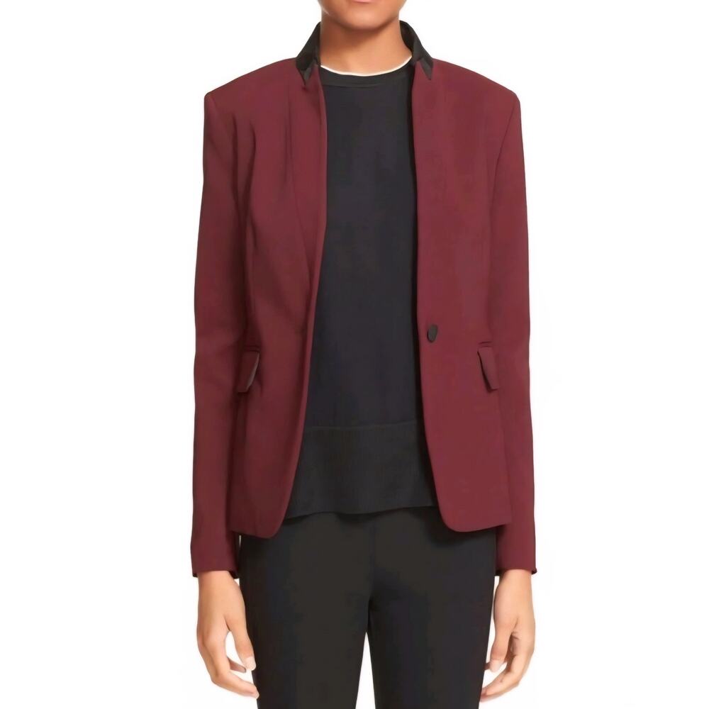 $595 Rag & Bone Archer Blazer Port Burgundy Black Trim Tuxedo Jacket Size 6